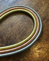Copper Metal Covered Cord- Round 3wire Metal Braided Cable, Mesh Jack – Per Foot