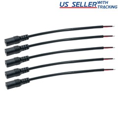 (5-Pack) DC Power Pigtail Female Barrel Jack 6-inch Wire Cable 5.5mm x 2.1mm 5X