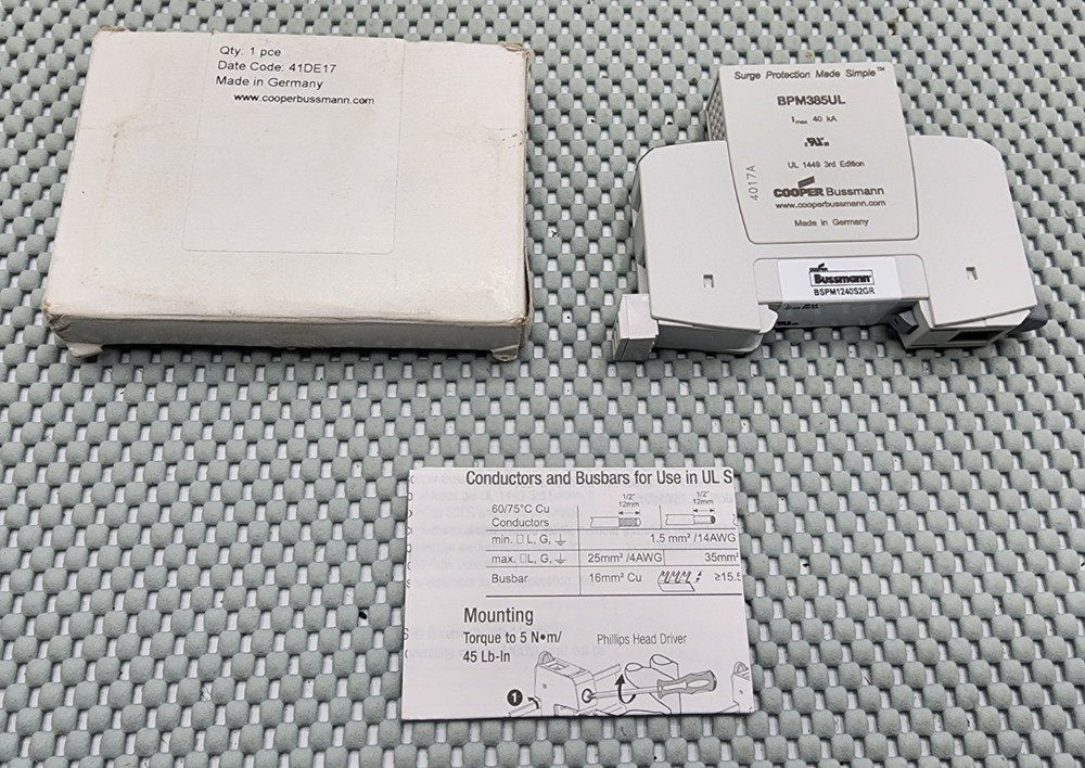 Cooper Bussmann BSPM1240S2GR, with BPM385UL Surge Protection Module