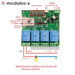 Smart WiFi Bluetooth Wireless Relay Switch Module 1/2/4Channel DC7-32V/AC85-250V