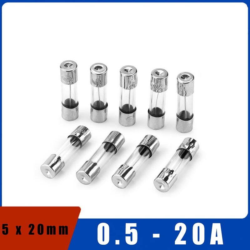 Quick Blow Glass Fuse Fuses Tube 5 x 20mm 0.5A 1A 2A 3A 4A 5A 6A 8A 10A 20A