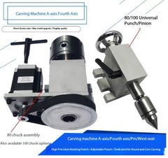 CNC Engraving Machine Rotary Table Fourth Axis 80/100 Chuck Tailstock Spindle