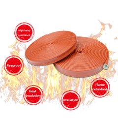 Silicone / Fibreglass Fire Sleeving Protective Heat Shield Sleeve Black Red Blue