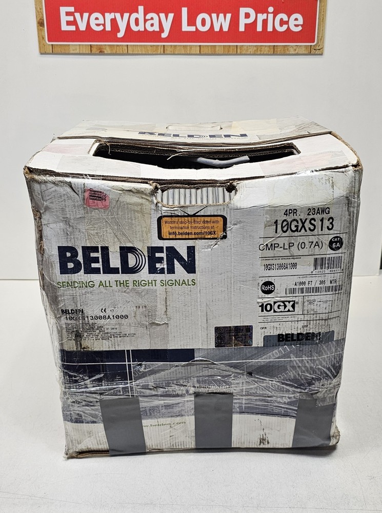 BELDEN 10GXS13008A1000, 1000ft, CAT. 6A, CMP-LP(0.7A). Damaged Box!