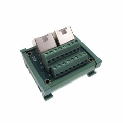 Dual RJ45 Ethernet Breakout Board Module 45D Screw Terminals Din Rail Mount