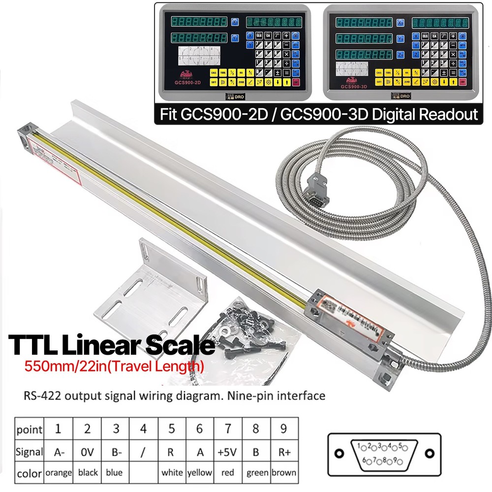 5um Linear Scale Linear Encoder 550mm Travel Fit GCS900 Digital Readout DRO Lat