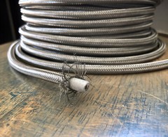 Steel Metal Covered Cord – Round 3wire Metal Braided Cable, Mesh Jack – Per Foot