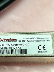 Precision Optical PRE-SFP10G-CU2605M-CSCO 100FSP Passive Copper Cable 5M – NEW