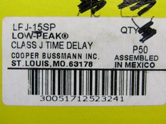 Cooper Bussmann LPJ-15SP Class J 15A Low Peak Time Delay Fuse 600V