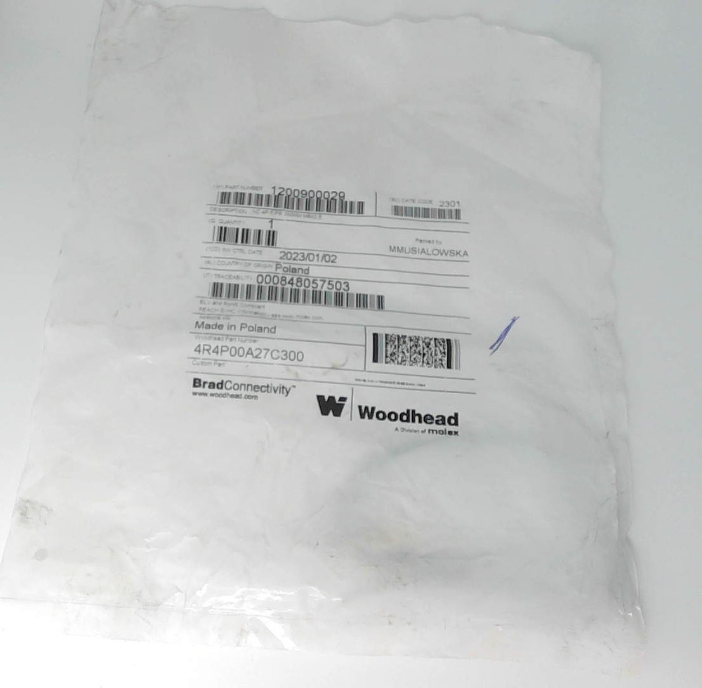 Woodhead Brad Harrison 1200900029 4R4P00A27C300 M8 4-Pin Female Receptacle 300mm