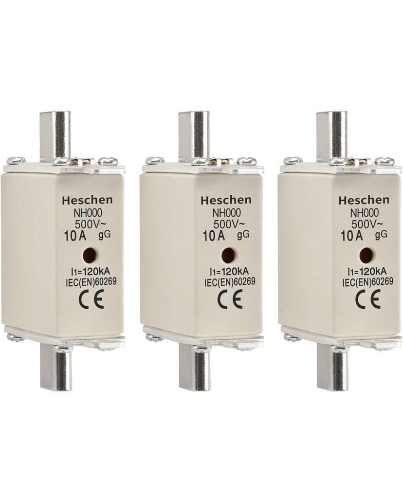 3Pcs. Heschen NH Fuse Link, NH000,80A, gG, Front Indicator Combination Detector