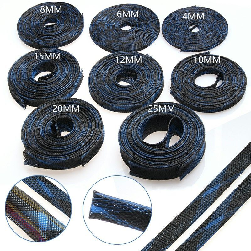 Braided Cable Sleeve PET Nylon High Density Sheathing 2/4/6/8/10/12/15/20/25mm