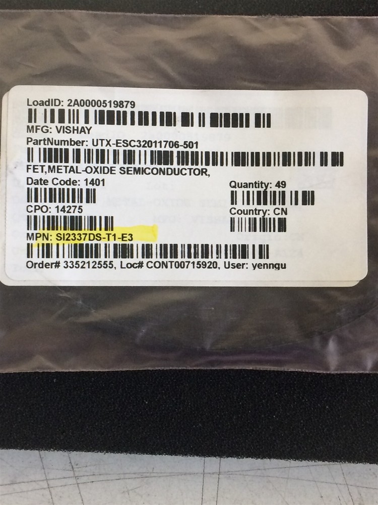 SI2337DS-T1-E3 VISHAY MOSFET P-CH 80V 2.2A SOT23-3 ROHS 48 PIECES