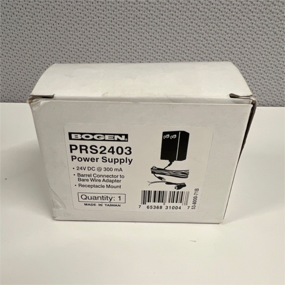 Bogen PRS2403 Power Supply 24V DC 300mA Barrel Connector Receptacle Mount