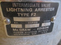 McGraw-Edison Type F2 Lightning Arrester ME75 9kV Intermediate Valve Used