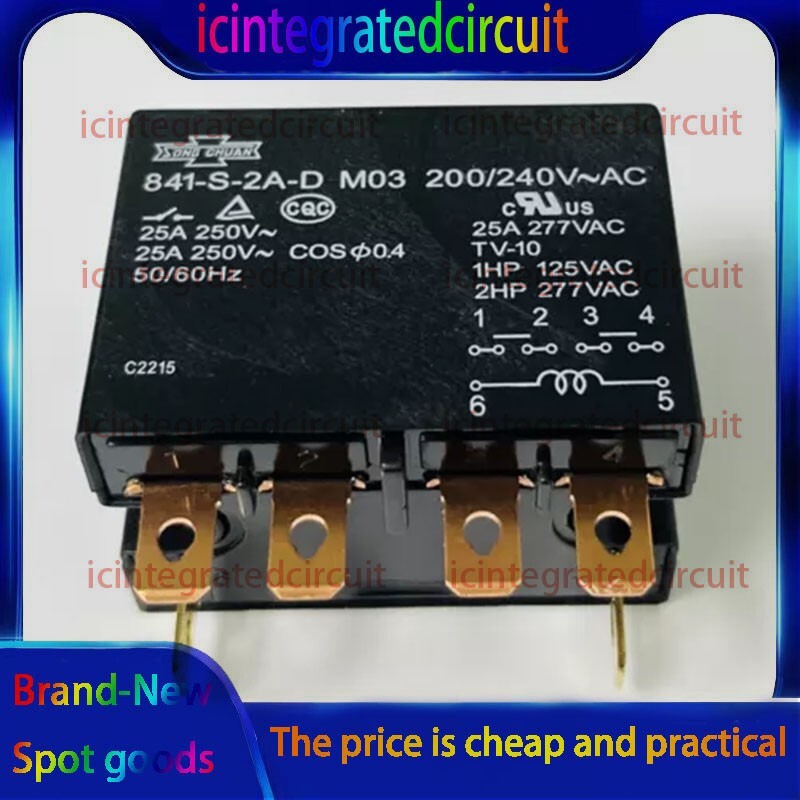 1PCS 841-S-2A-D 200/240VAC General Purpose Relay 277VAC 25A