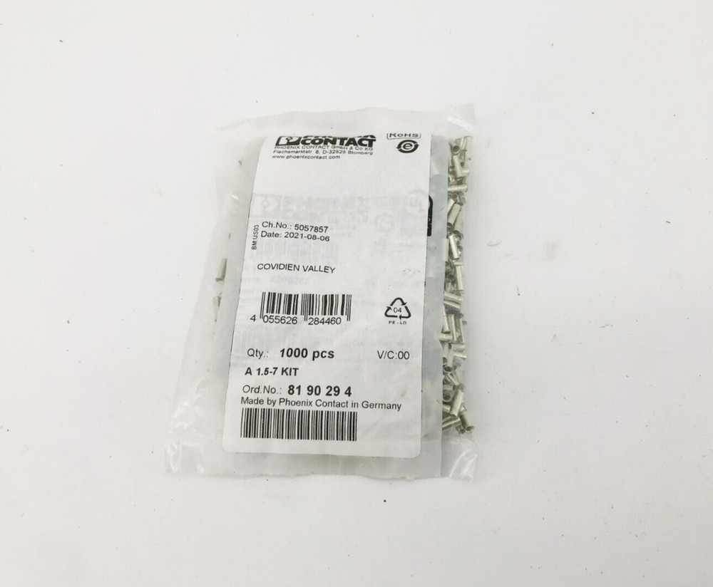 Lot of 1000 Phoenix Contact 3200263 Ferrule DIN Connectors 16AWG Silver