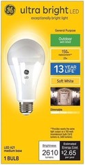 GE LED 150w replacement 22W A21 Bulb Soft white dimmable 93129366 Med base wet