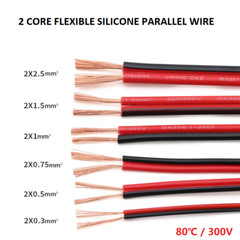 Twin 2-Core Flexible PVC Cable Wire 2 x 0.3mm² 0.5mm² 0.75mm² 1mm² – 2.5mm²