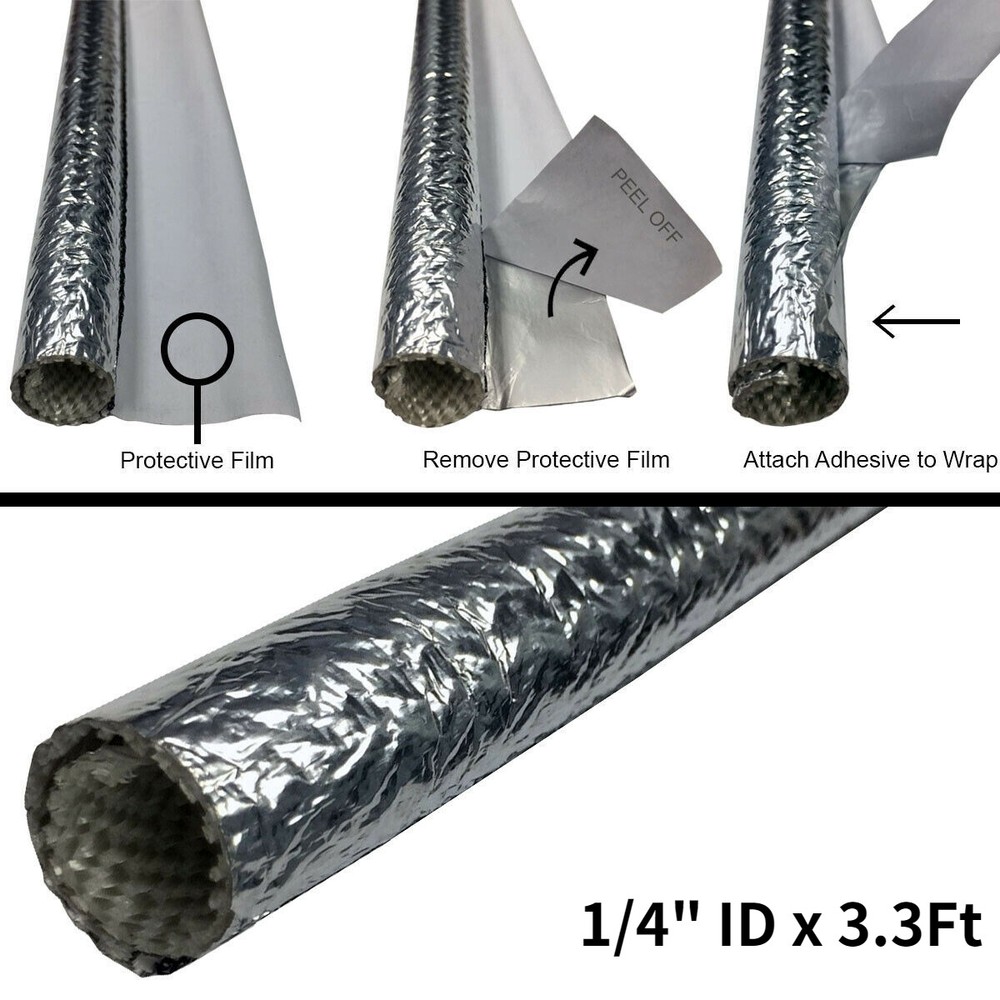 1/4″ ID Self Adhesive Heat Sleeve Thermal Shield for Hose Wire Line Tube 3.3Ft