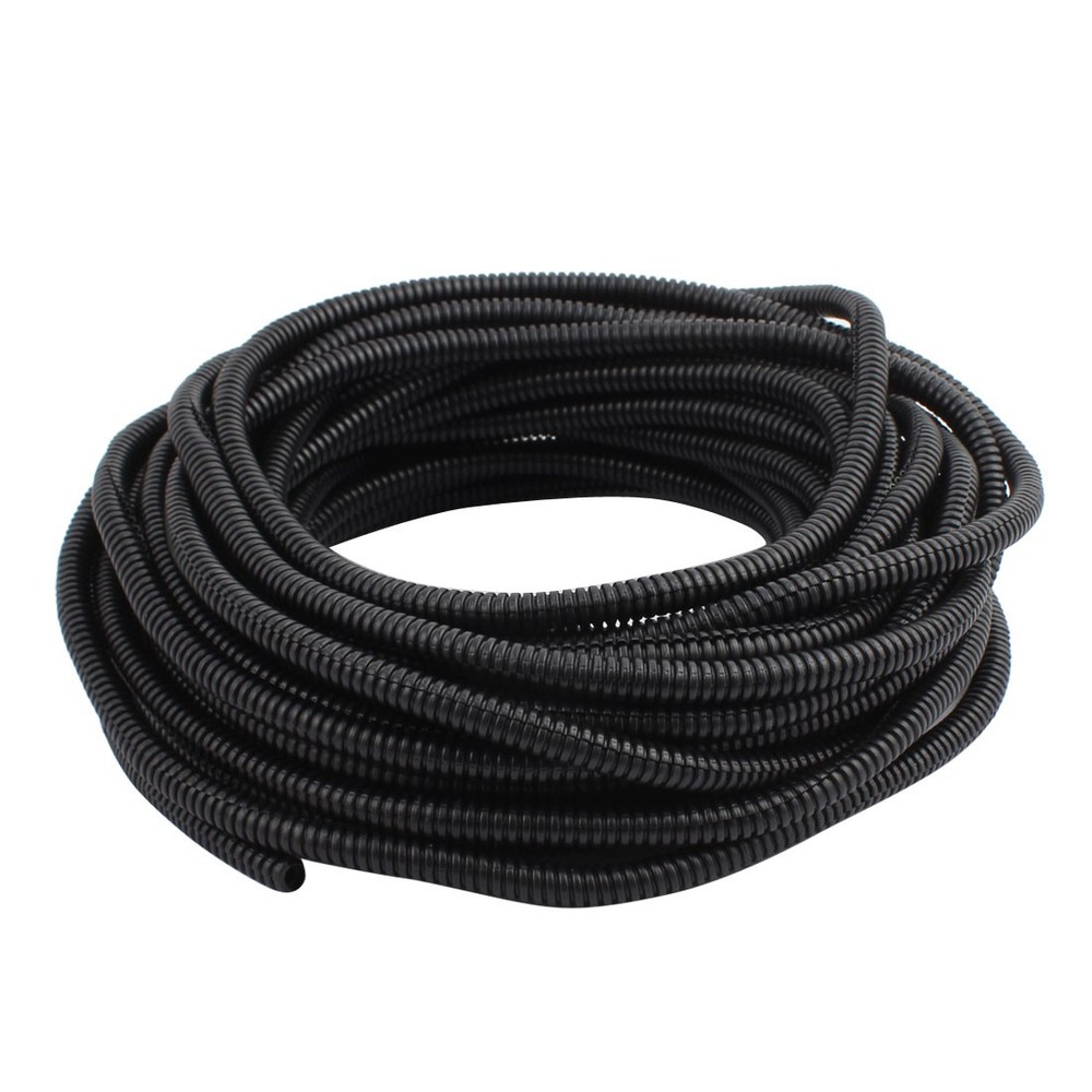 16 M 6.5 x 10 mm Plastic Split Corrugated Conduit Tube for Garden,Office Black