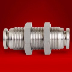 Pneumatic Bulkhead Connector Stainless Steel/Copper Nickel Plated Push Fitting