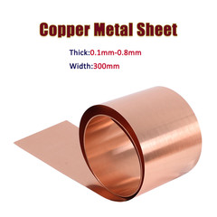 T2 Pure Copper 99.9% Metal Sheet Foil Plate Thickness:0.1mm-0.8mm Width:300mm