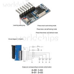 10pcs 315Mhz/433Mhz Wireless 4CH RF Receiver 1527 Learning Code Decoder Module