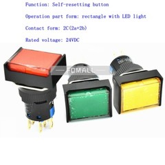 2Pcs For KACON Φ16mm LED light self-resetting push button switch DC24V K16-292