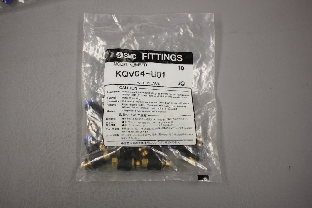 NEW LOT OF 10 SMC FITTINGS KQV04-U02