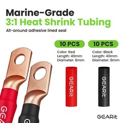 8 Gauge Wire, 15 Lugs, 20 Heat Shrink Wrap, for Automotive, Battery Cable, Amp
