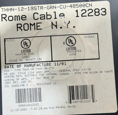 4PK ROME CABLE CORP 500 FT 12AWG STR THHN/THWN/MTW GRN (AEH1.8)