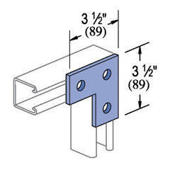 Power-Strut PS-718-ZD, 3-1/2″ x 3-1/2″, 9/16″ Hole, 3-Hole, Angle Fitting, 1pc