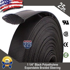 25 FT. 1 1/4″ Black Expandable Wire Cable Sleeving Sheathing Braided Loom Tubing