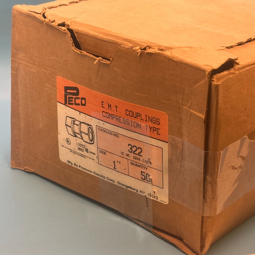 PECO 322 1″,Die-Cast Compression, EMT Conduit Coupling Box of 50