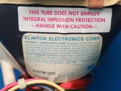 Clinton Electronics 645PMYGRS Monochrome Monitor Tube w/ 5029-00-02 Board