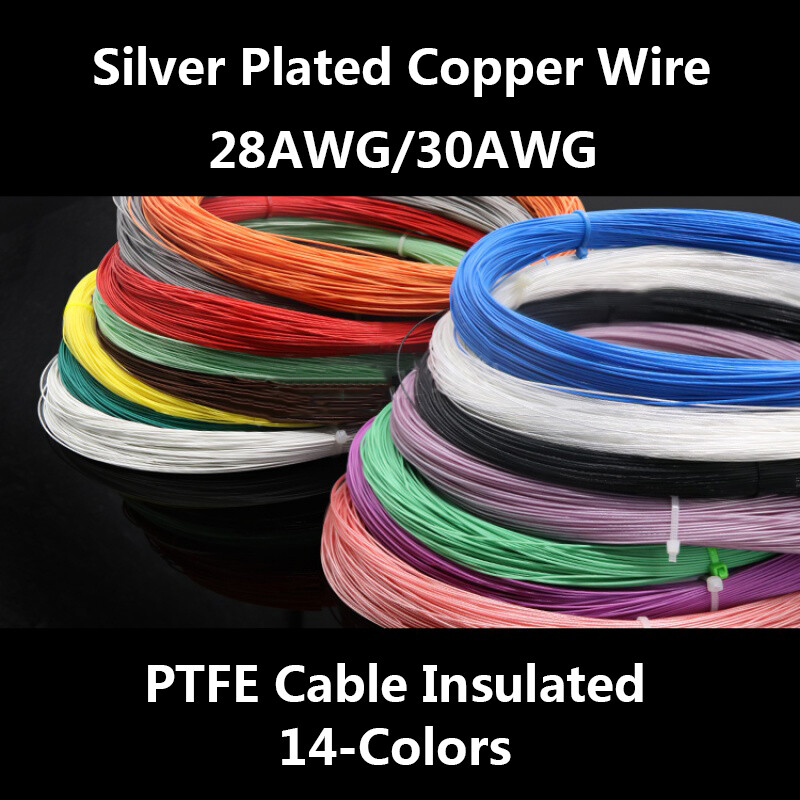 PTFE Cable Insulated Silver Plated Copper Wire Single Core Multi-strand 28/30AWG