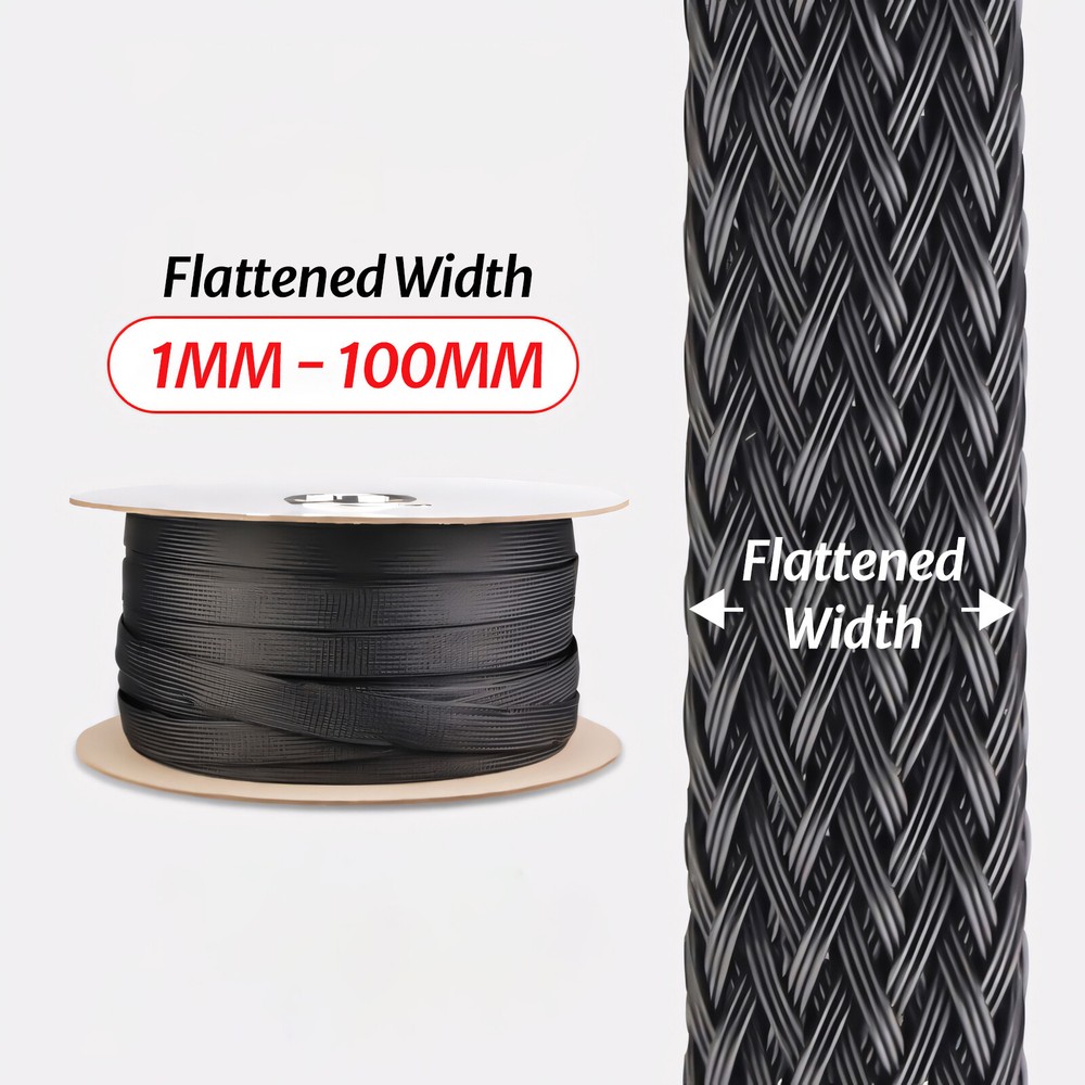 PET Braided Sleeving Loom Wire Sleeving Cable Sheathing Cotton Yarn Black