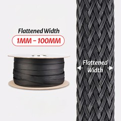 PET Braided Sleeving Loom Wire Sleeving Cable Sheathing Cotton Yarn Black