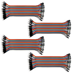 4pk 40-Wire Male-Female Jumper Wire 20cm; 40P Color Ribbon Breadboard Cable USA