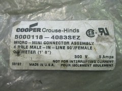 Cooper Crouse-Hinds 5000118-4083SEZ Micro-Mini Connector Assembly 4P Male 1’8″