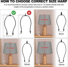 7 Inch Lamp Harp Kit 1 Tall Iron Finial Heavy Duty Bracket Standard Saddle