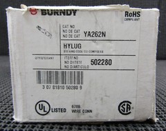 BURNDY YA262N 2/0AWG 2-HOLE LONG-BARREL COMPRESSION LUG – LOT OF 5 / NEW NO BOX