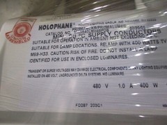 HOLOPHANE PRISMPACK V, BALLAST ASSY MB5A40LMH48PDB 400WATT MH 480 VOLTS, NEW