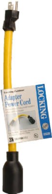 Yellow Locking Cord Adapter, 12/3 STW, 15A-125V To 20A-125V, 9 In. – 09020