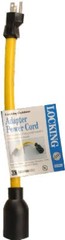 Yellow Locking Cord Adapter, 12/3 STW, 15A-125V To 20A-125V, 9 In. – 09020