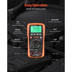 Digital Multimeter, 4000-Count TRMS DC/AC Voltmeter Current Tester, Auto-Rangin