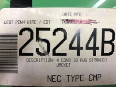 25′ West Penn Wire 25244B 18 AWG 4 Conductor Stranded Cable