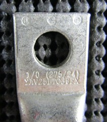 BURNDY YAV25LTC38FX AWG 1/0 1-HOLE STANDARD BARREL LUG – LOT OF 5 / NEW NO BOX