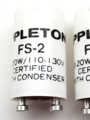 Box of 25 Appleton FS-2 Fluorescent Lamp Starters 10-20 Watt W/ Condenser FS2
